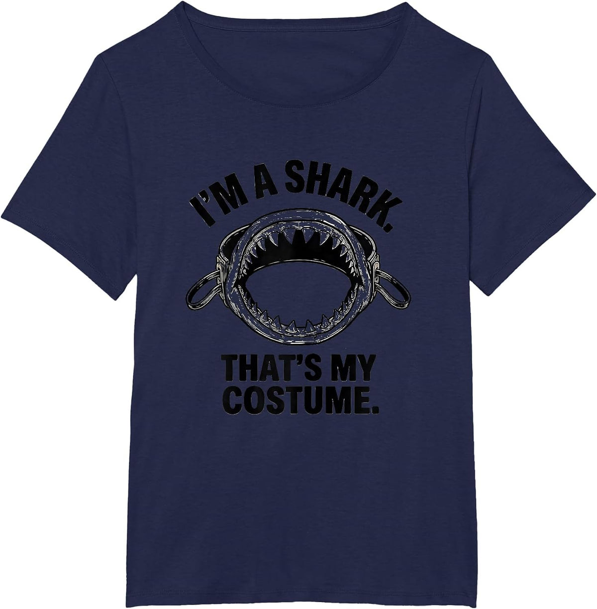 Women's I'm A Shark That's My Costume Funny Shark Jaw Halloween T-Shirt - Navy Blue
