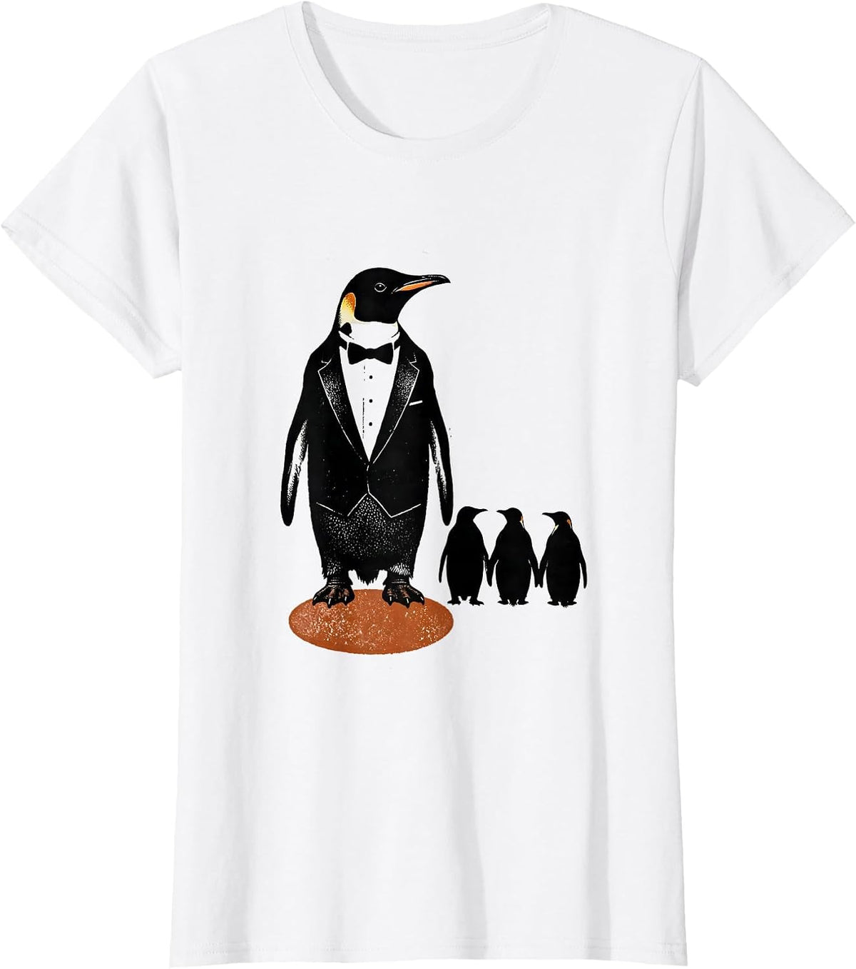 Broad Tuxedo Penguin Rubber Stamp Animal Lover Humor T-Shirt - White
