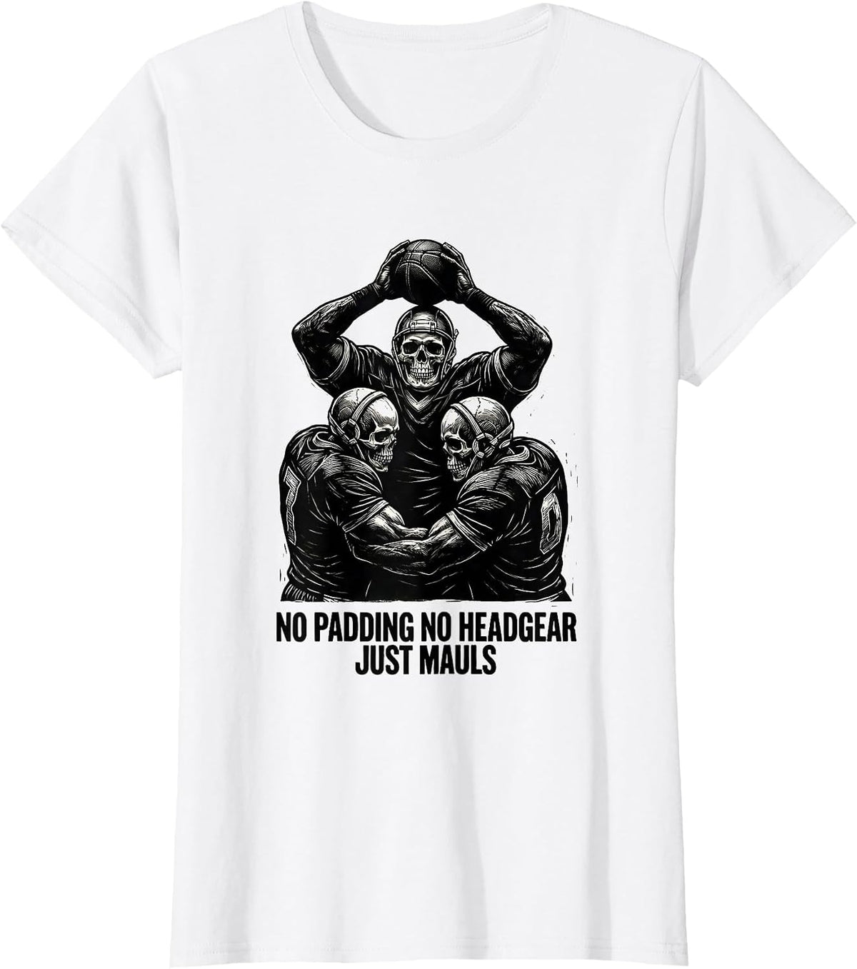 Women's No Padding No Headgear Just Mauls Funny Rugby Player Vintage T-Shirt - White