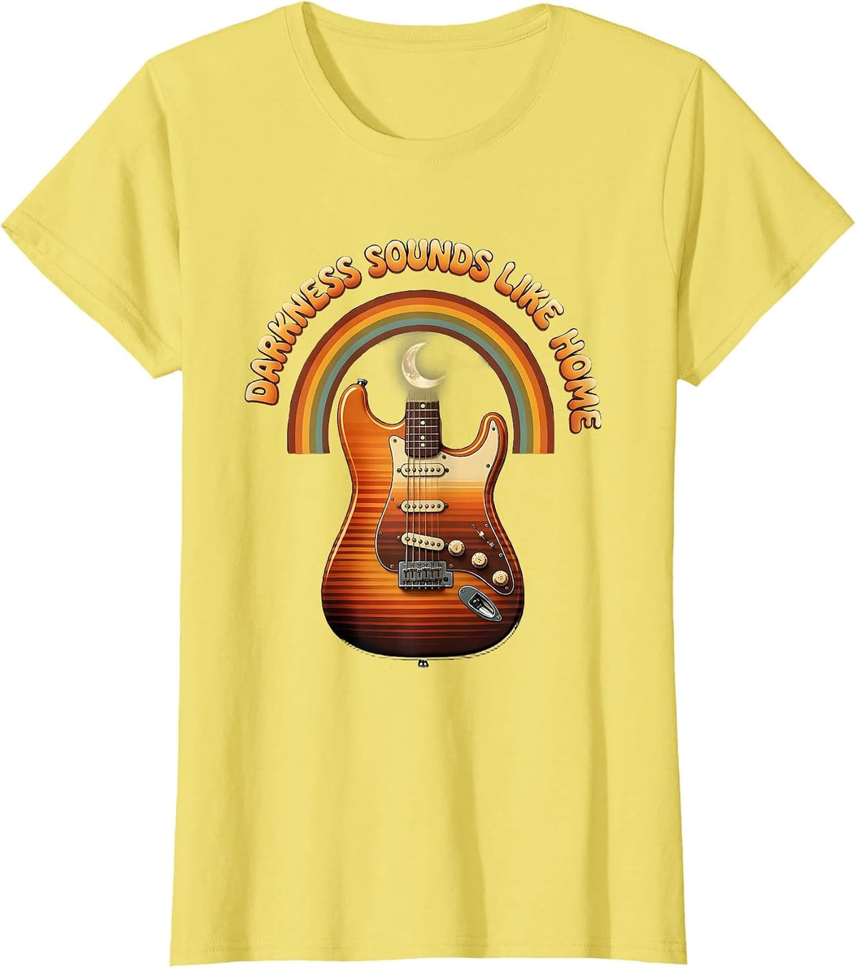 Darkness Sounds Like Home Metal Design T-Shirt - Lemon Yellow