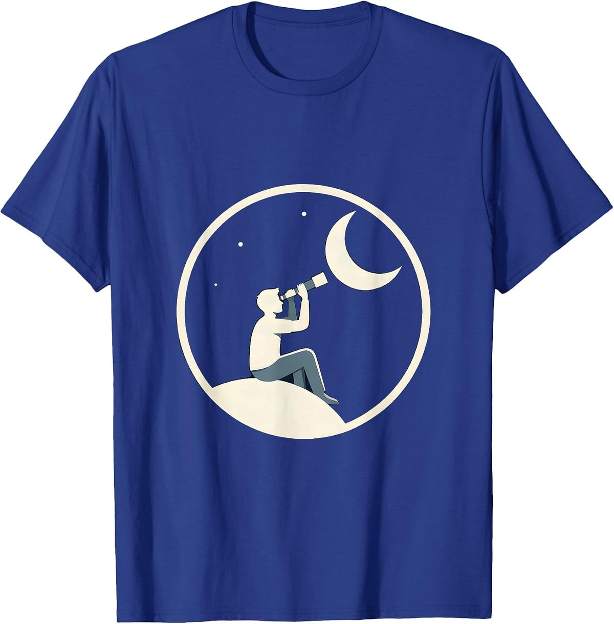 Men's Stargazing Telescope Night Sky Astronomy Design T-Shirt - Royal Blue