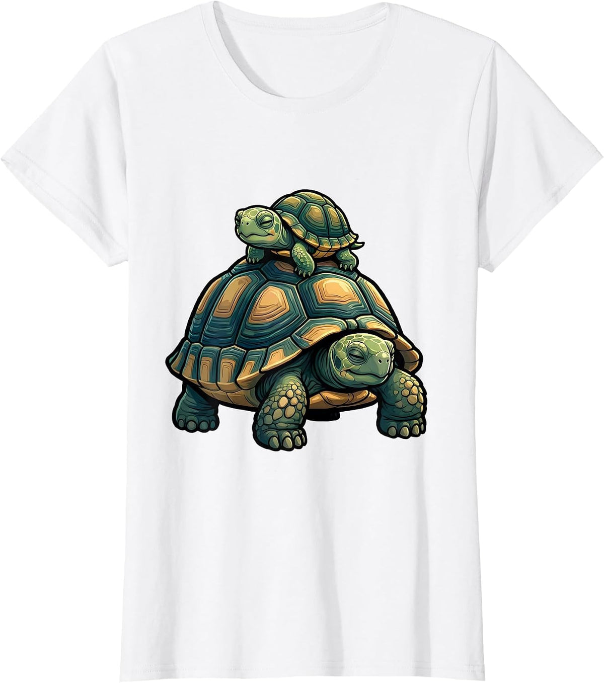 Peaceful Tortoise Family Cartoon Turtle Lover Gift T-Shirt - White