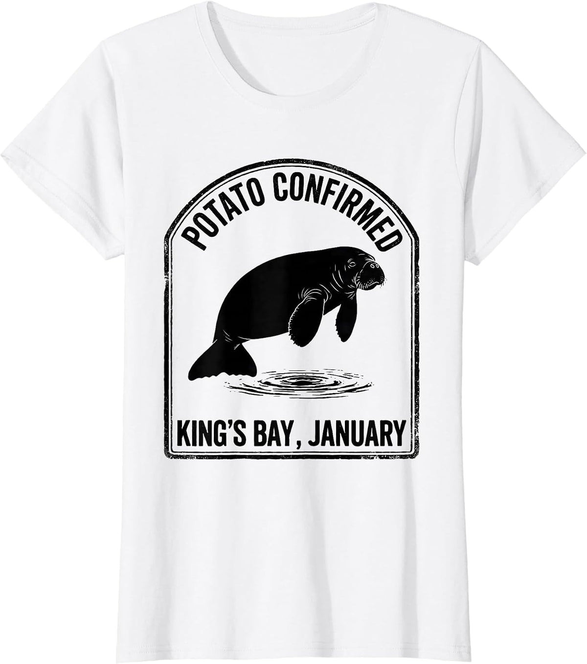 Women's Potato Confirmed King's Bay January Manatee Lover Crystal T-Shirt - White
