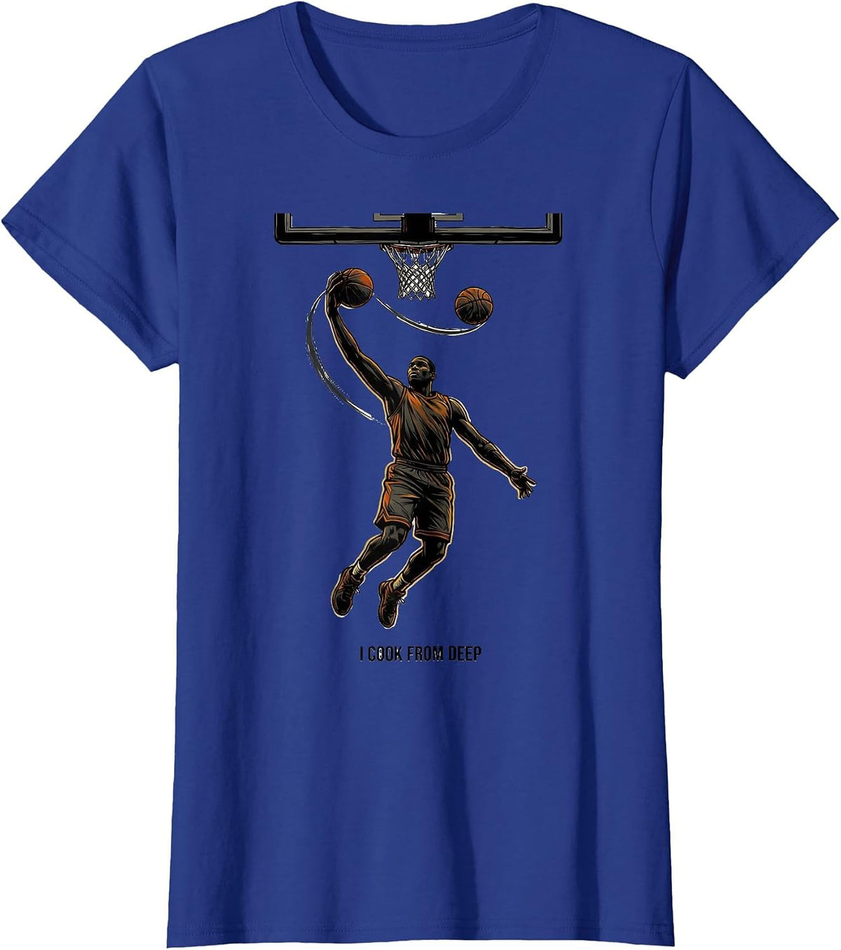 Women's I Cook From Deep Energetic Basketball Player Sports Graphic T-Shirt - Royal Blue