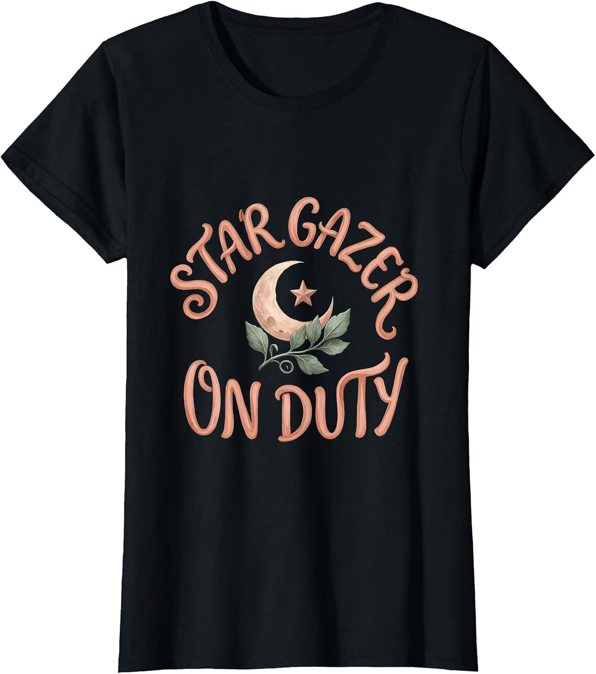 Star Gazer On Duty Astronomy Design T-Shirt - Black