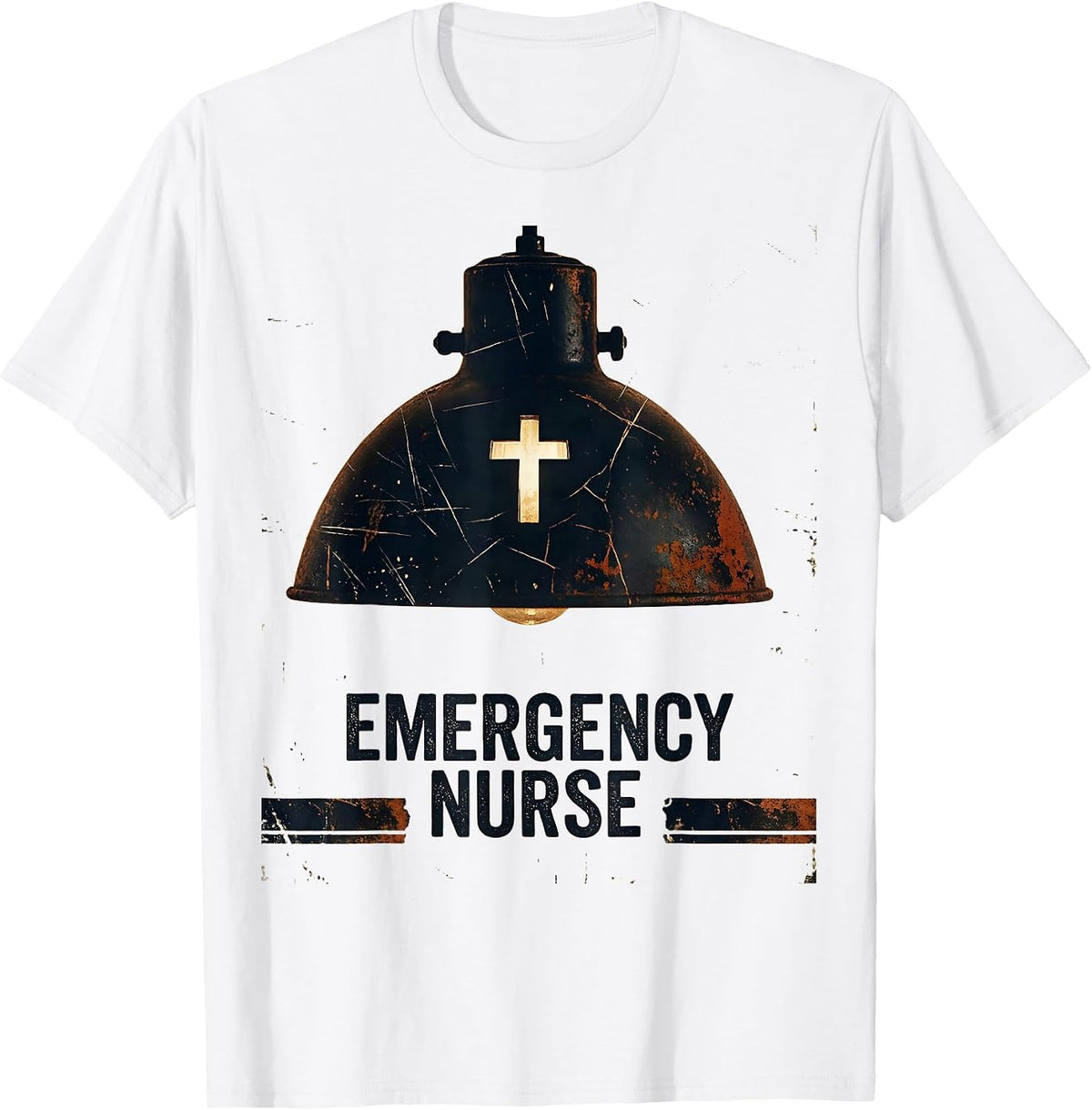 Men's Emergency Nurse Distressed Vintage Nursing Lamp Nurse T-Shirt - White