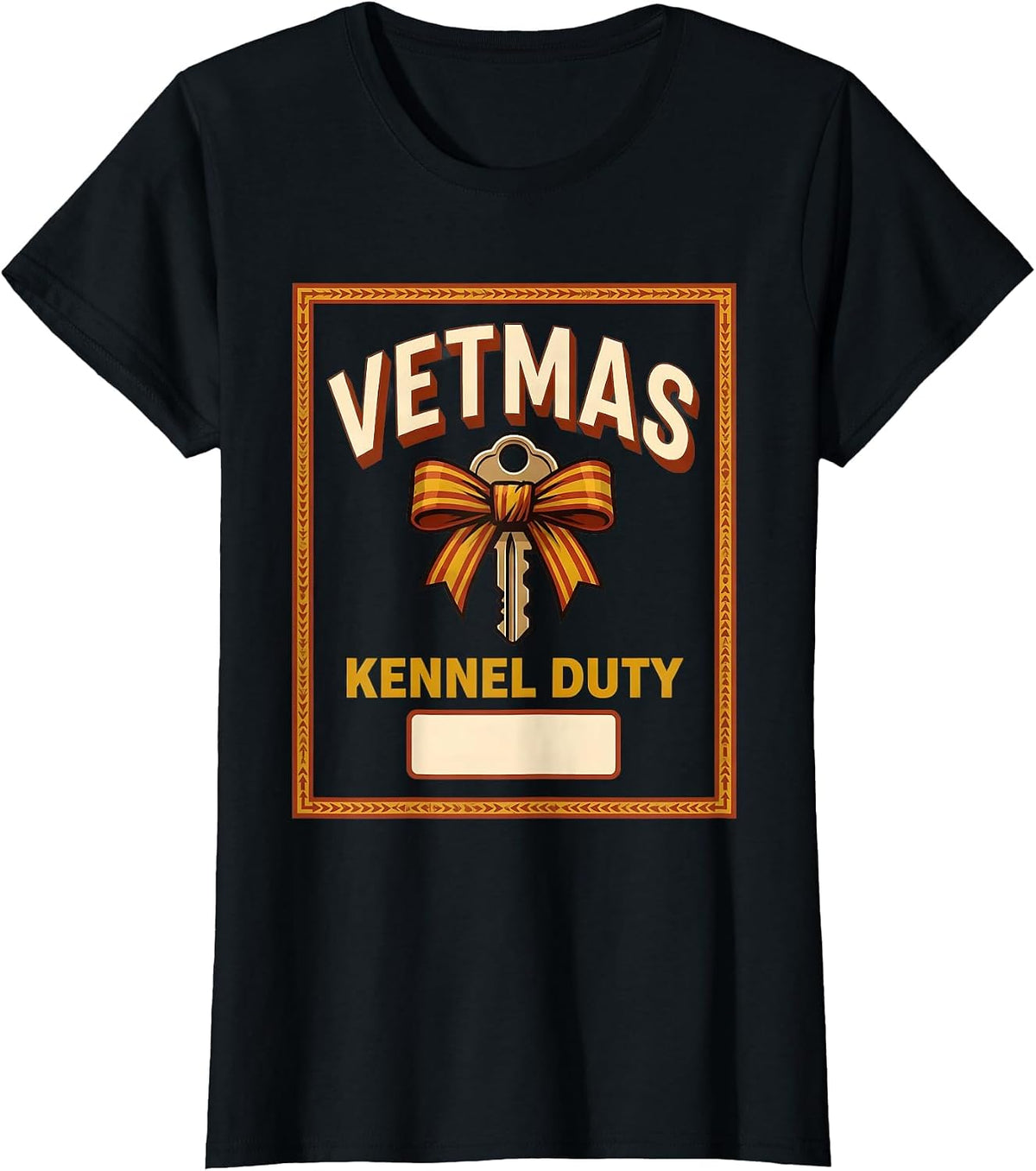 Women's Vetmas Kennel Duty Funny Vet Tech Christmas Veterinary Crew T-Shirt - Black