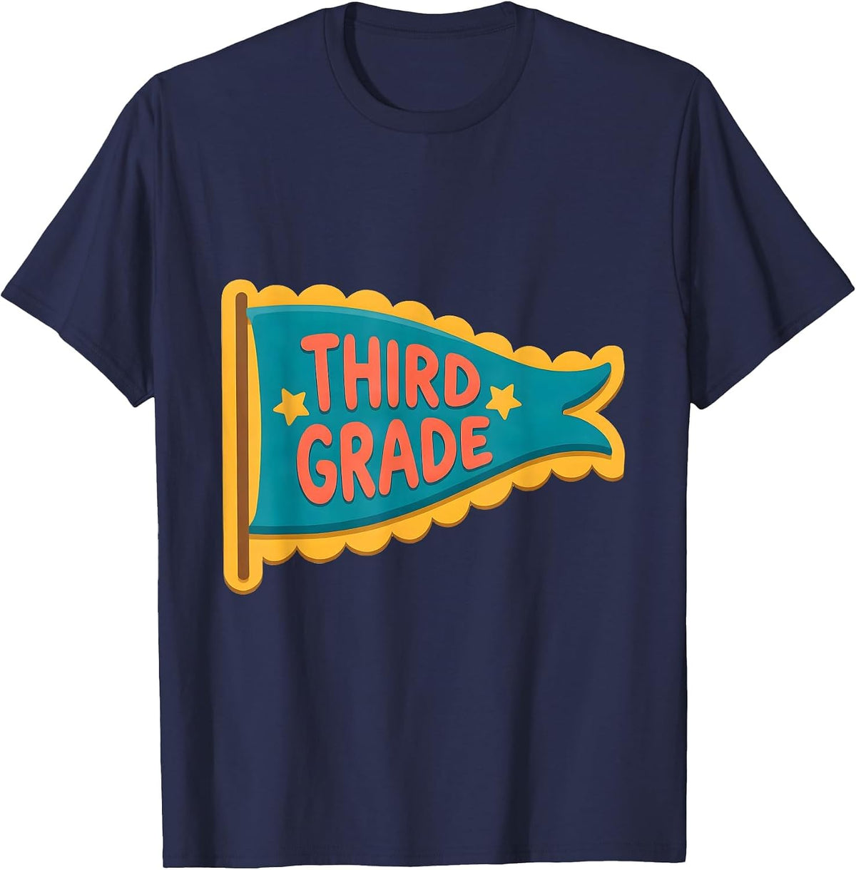 Men's Third Grade Flat Vector Pennant Back To School Girl T-Shirt - Navy Blue