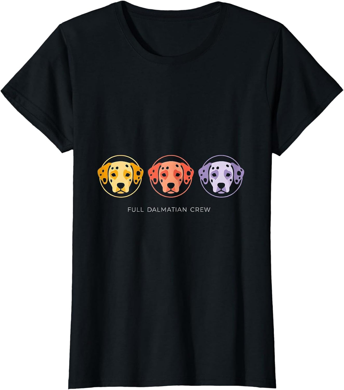 Women's Full Dalmatian Crew Funny Dalmatian Dog Halloween Costume T-Shirt - Black