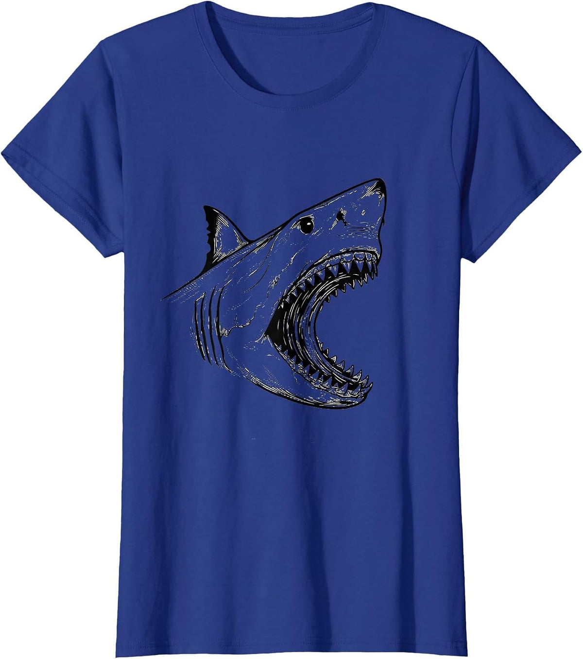 Women's Shark Jaw Line Art Funny Halloween Costume T-Shirt - Royal Blue
