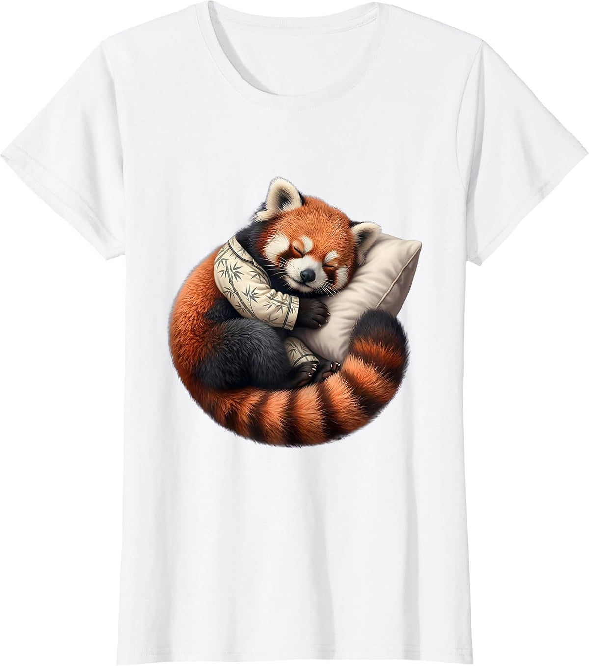 Women's Sleepy Red Panda Cute Kawaii Pajama Animal Lover T-Shirt - White