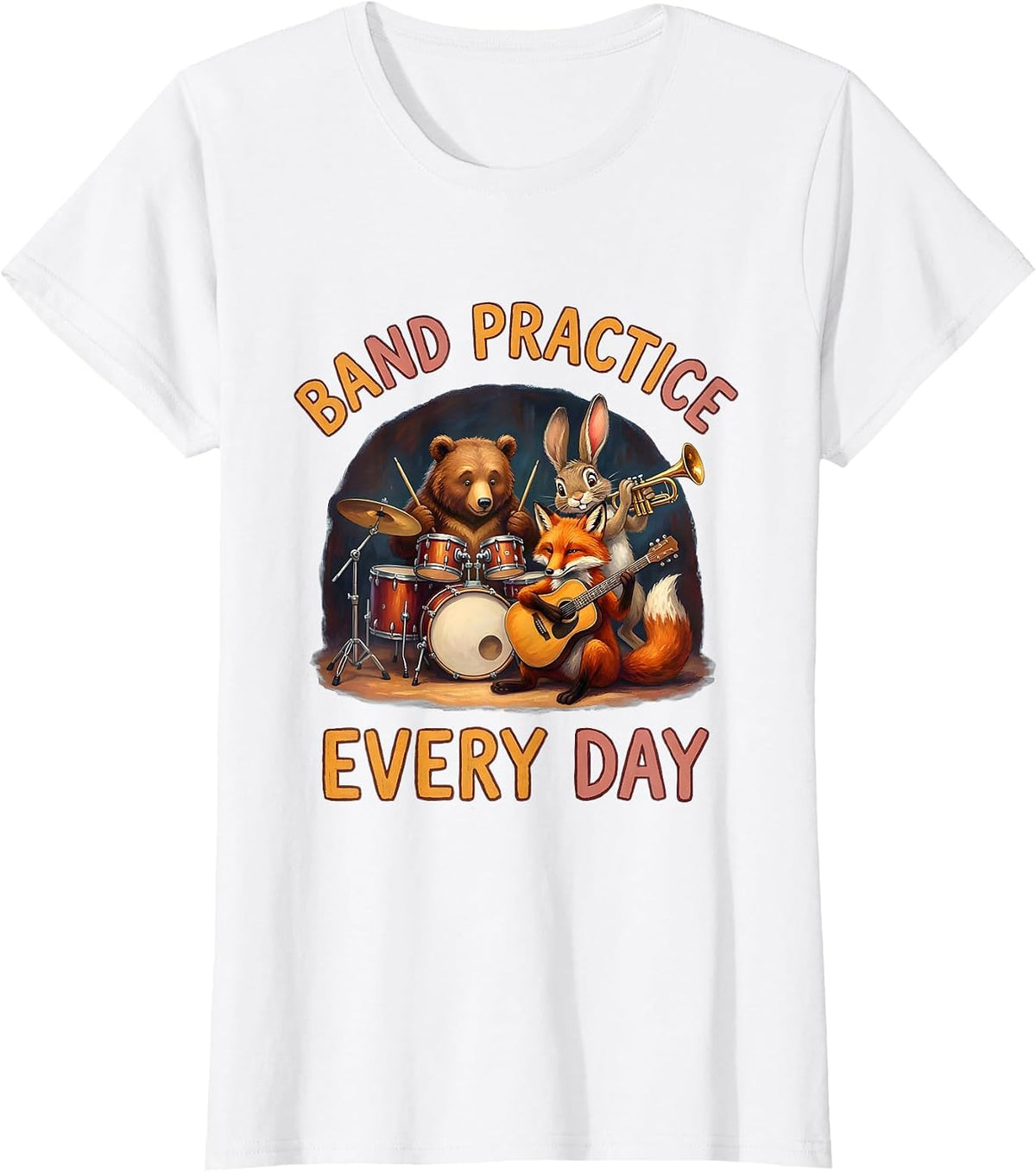 Women's Band Practice Every Day Musician Design T-Shirt - White