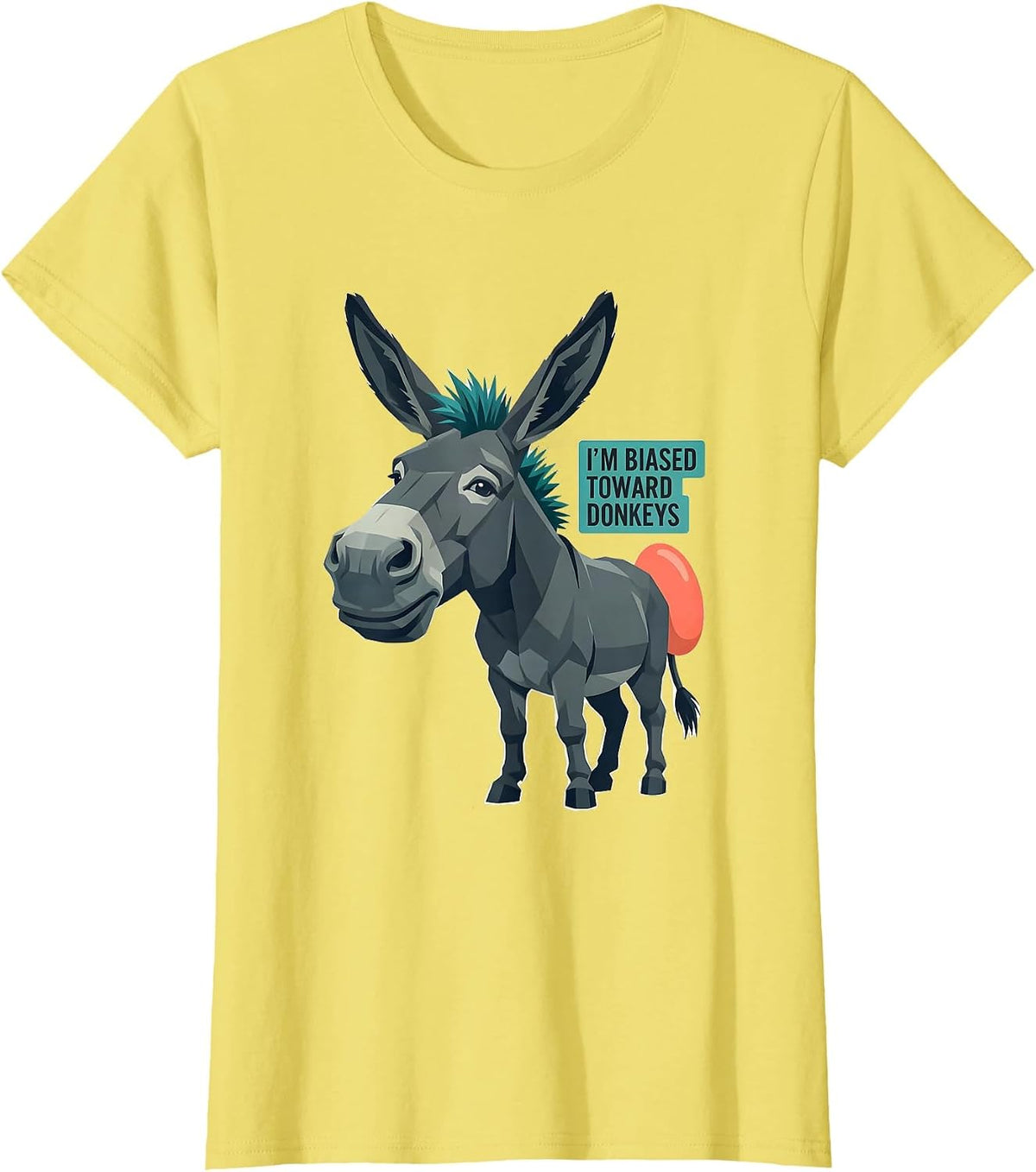 Women's I’m Biased Toward Donkeys Funny Donkey Lover Animal Humor T-Shirt - Lemon Yellow