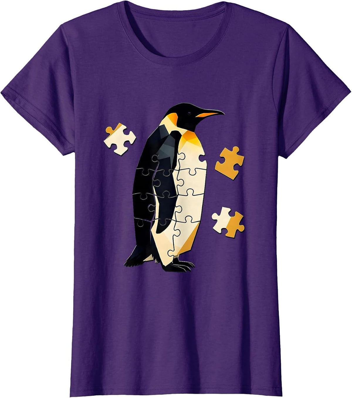 Women's Angular Penguin Silhouette Funny Penguin Lover Gift T-Shirt - Purple