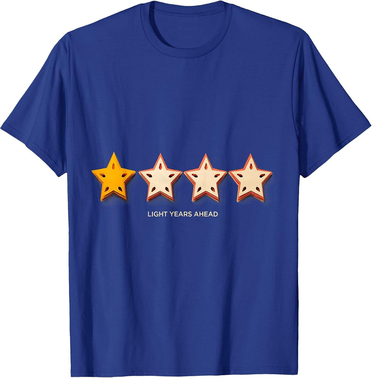 Light Years Ahead Paper Cutout Funny Space Astronomy Humor T-Shirt - Royal Blue