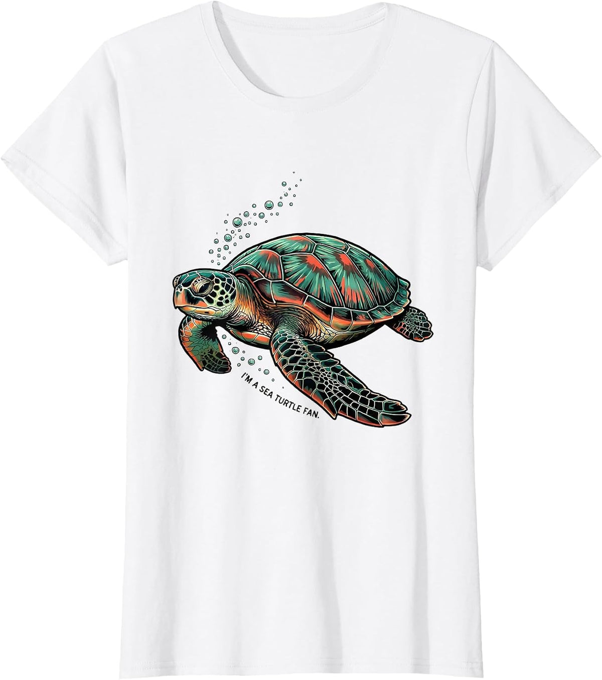 Women's I'm A Sea Turtle Fan Tattoo Ocean Animal Lover Summer Beach T-Shirt - White