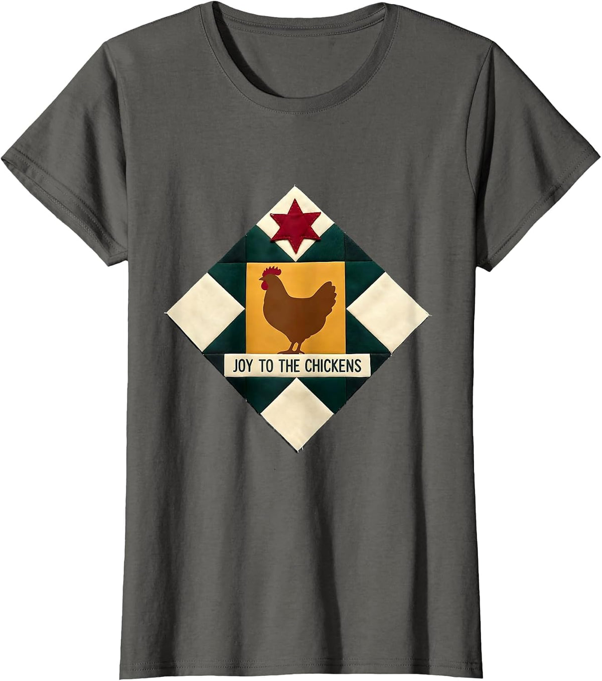 Women's Joy To The Chickens Funny Farm Christmas Chicken Lover Gift T-Shirt - Asphalt Grey