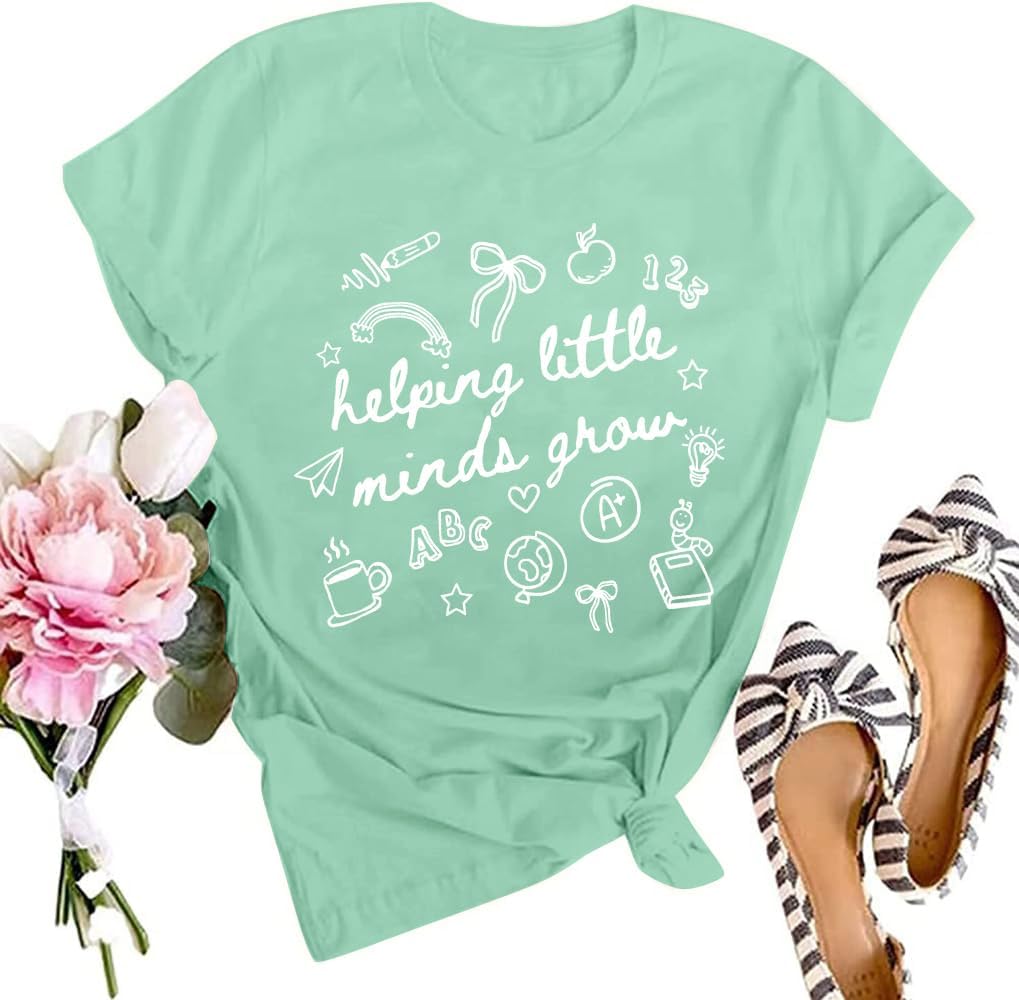 SFHFY Teacher Shirt for Women: Teacher Life T-Shirts Special Education Tee - A-light Green