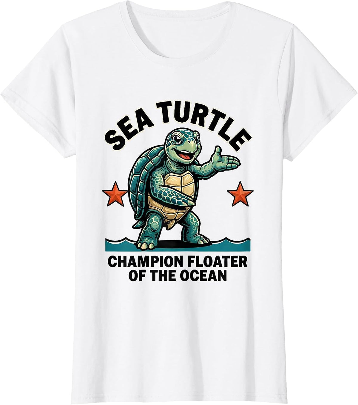 Women's Sea Turtle: Champion Floater of the Ocean Funny T-Shirt - White