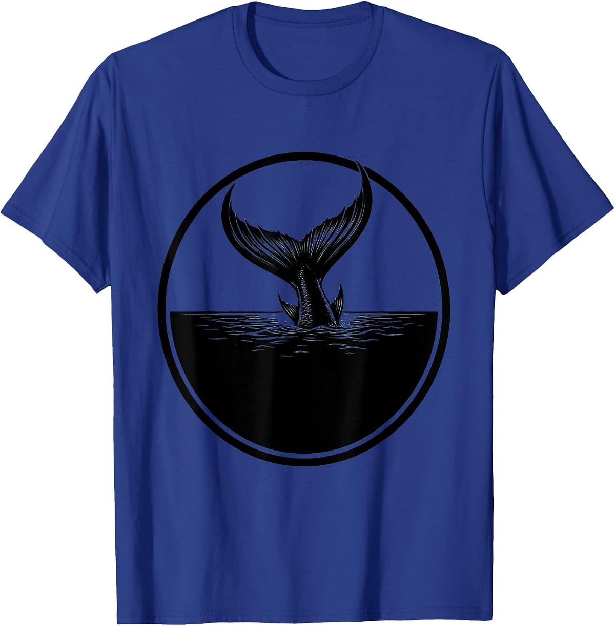Giant Fish Tail Diving Below the Surface T-Shirt - Royal Blue