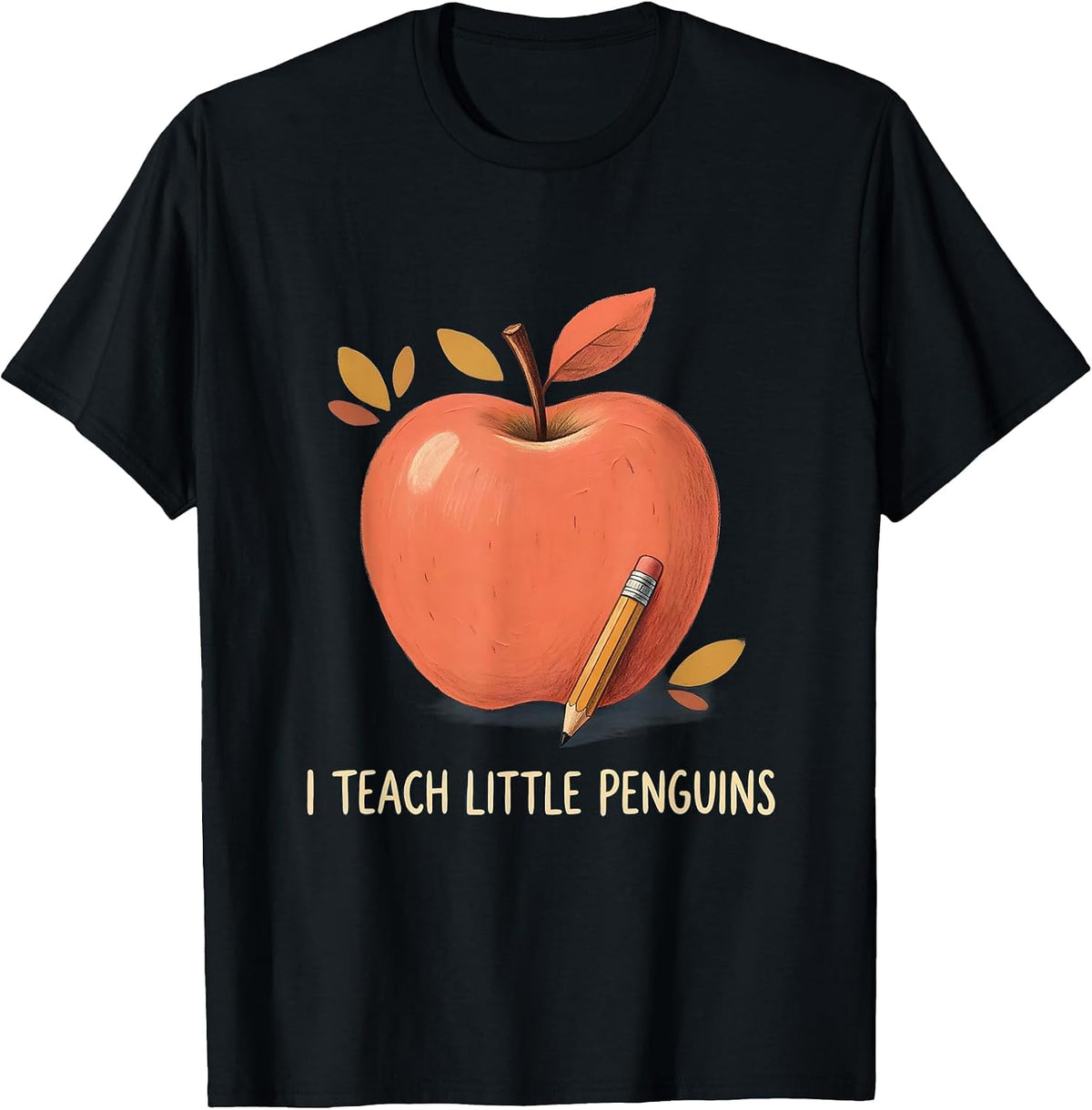 Men's I Teach Little Penguins Funny Preschool Teacher Back T-Shirt - Black