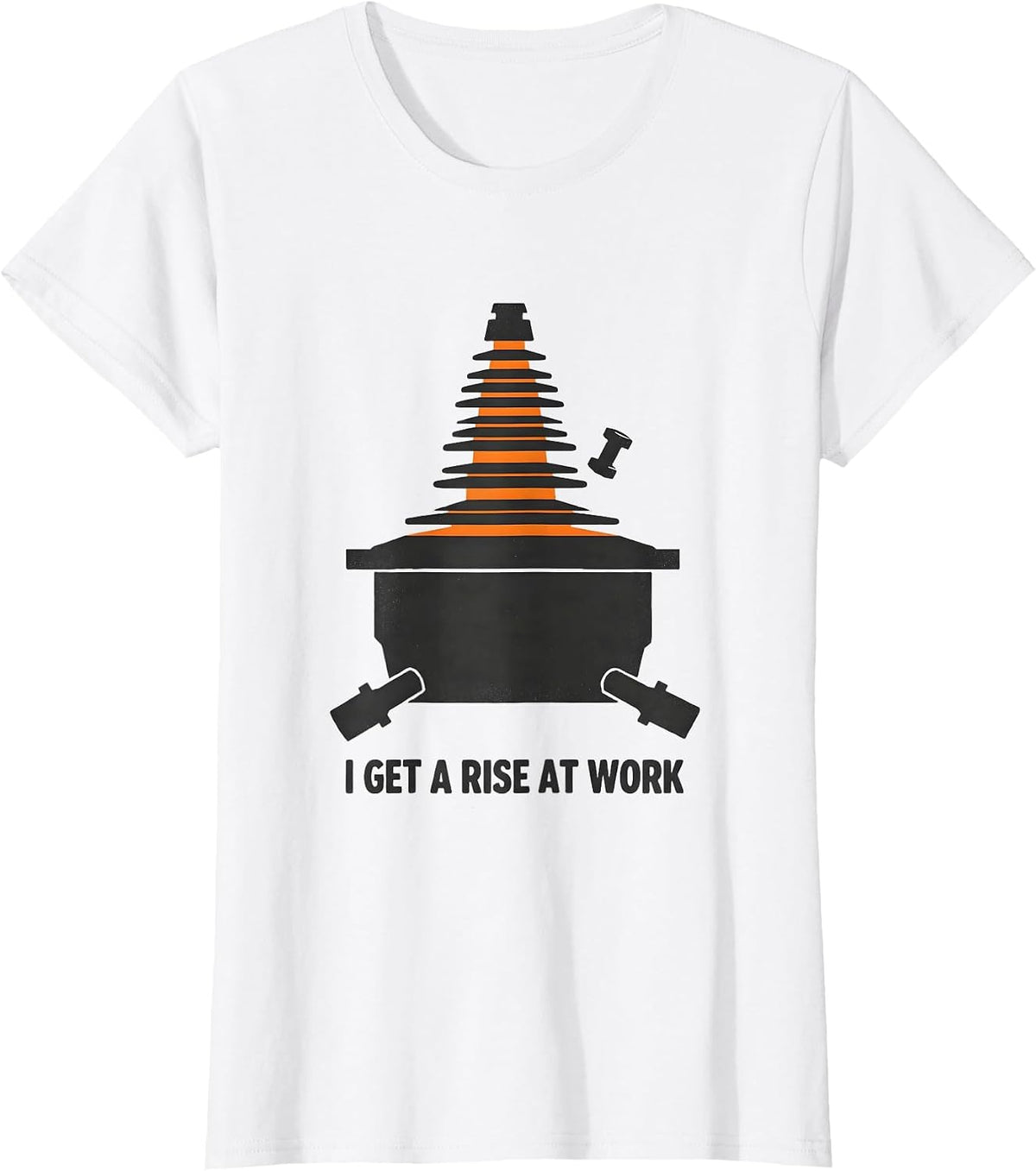 Women's I Get A Rise At Work Funny Electrician Skeleton Lineman Gift T-Shirt - White
