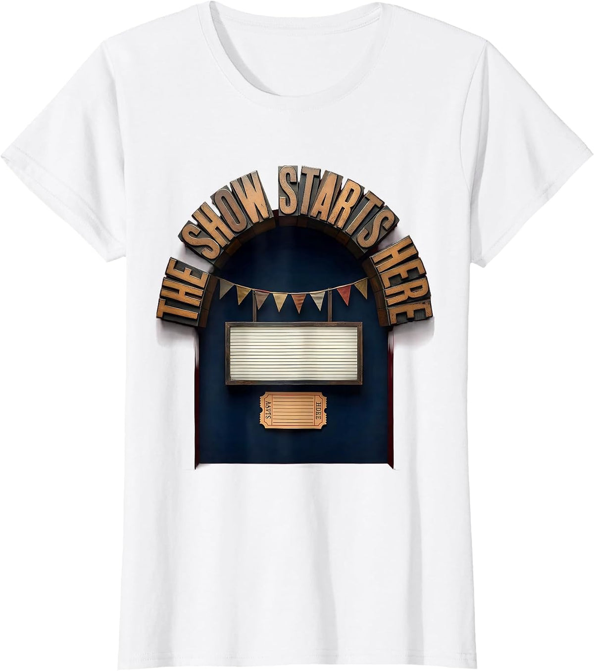 Women's The Show Starts Here Funny Circus Party Costume Carnival T-Shirt - White