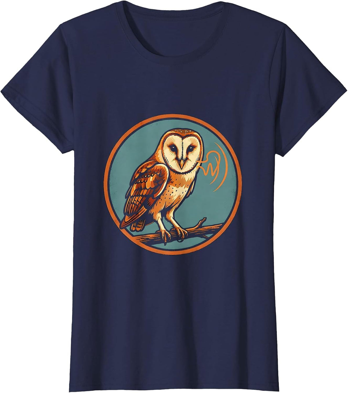 Women's Sealed Barn Owl Badge Eco-Friendly Bird Lover Novelty T-Shirt - Navy Blue