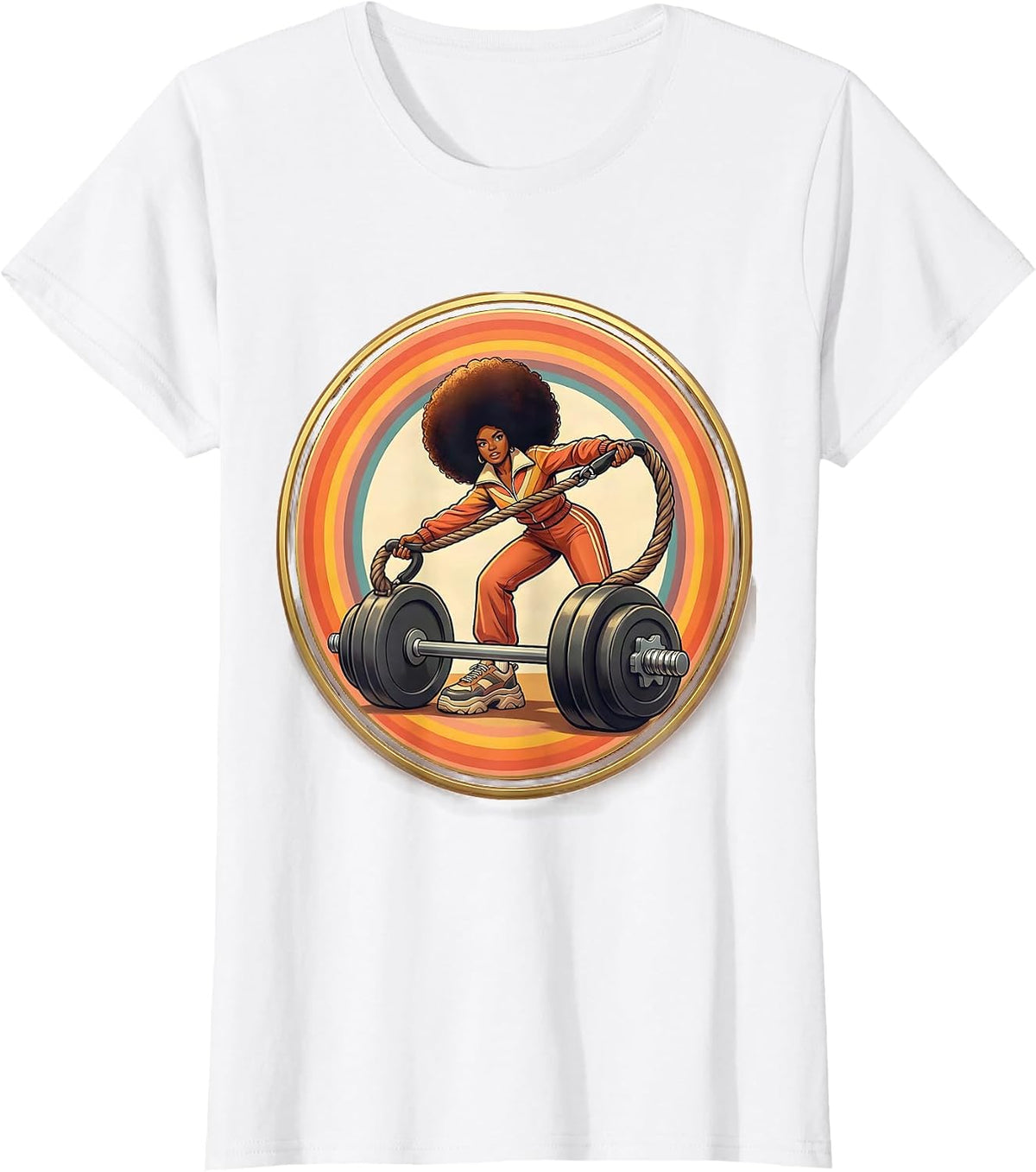Tiny Gym Lover Walking Giant Dumbbell On Leash T-Shirt - White