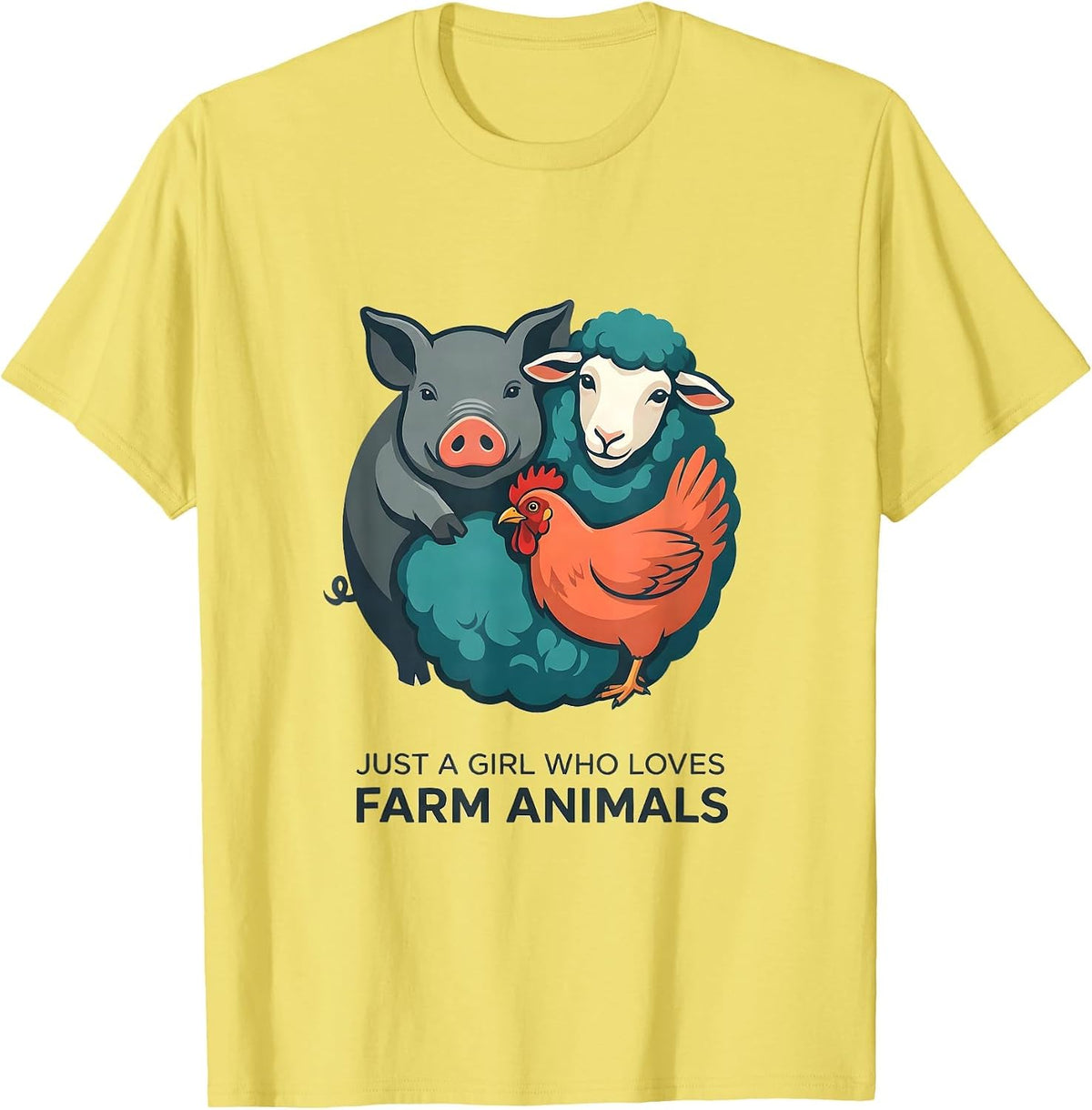 Men's Just A Girl Who Loves Farm Animals Funny Animal Lover Humor T-Shirt - Lemon Yellow