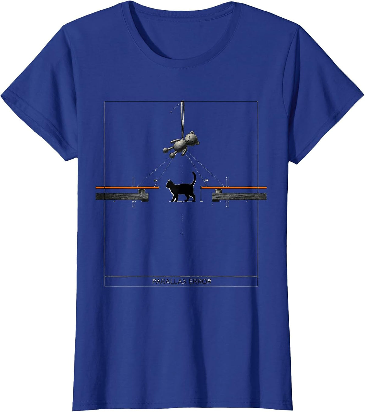 Women's Parallax Error Funny Cat Physics Humor Science Teacher Gift T-Shirt - Royal Blue