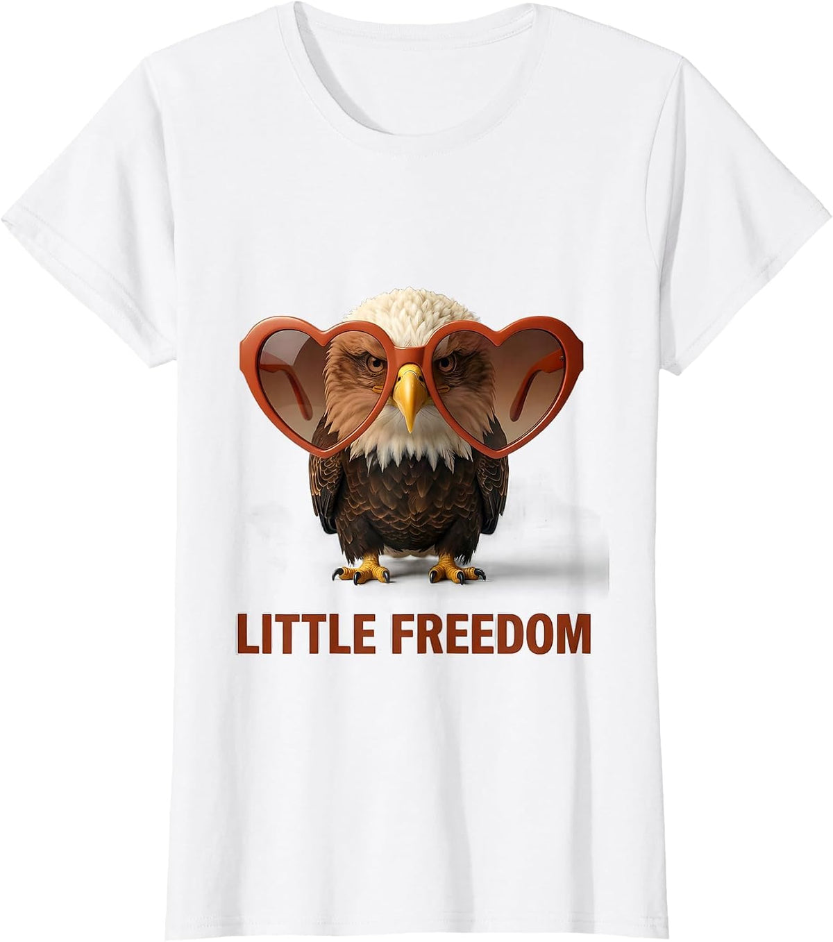 Little Freedom Editorial Conceptual Bald Eagle Sunglasses T-Shirt - White