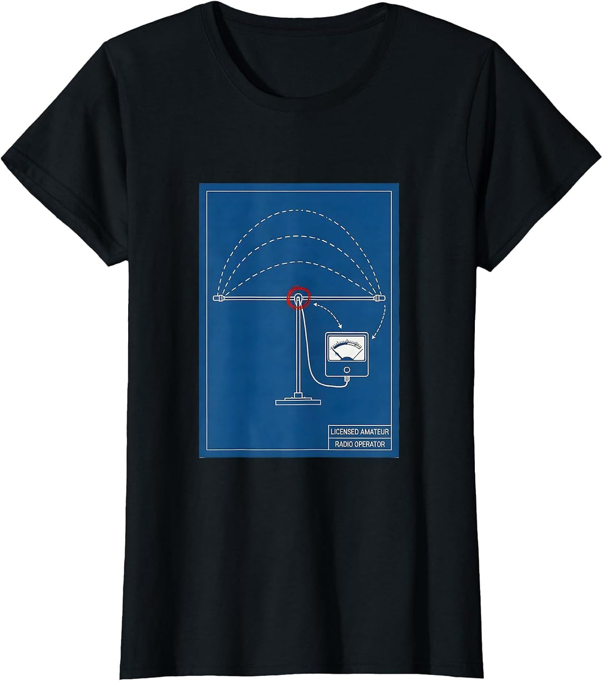 Women's Licensed Amateur Radio Operator Technical Blueprint Ham T-Shirt - Black