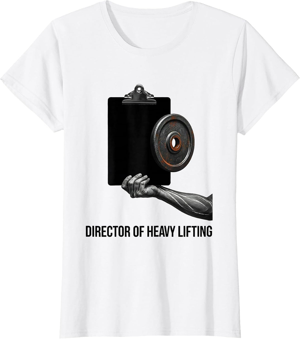 Women's Director Of Heavy Lifting Funny Gym Muscle Graphic T-Shirt - White