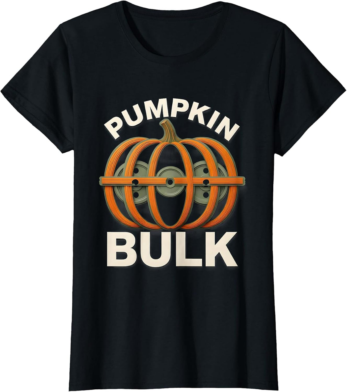 Pumpkin Bulk Funny Halloween Gym Workout Lifting Pun T-Shirt - Black