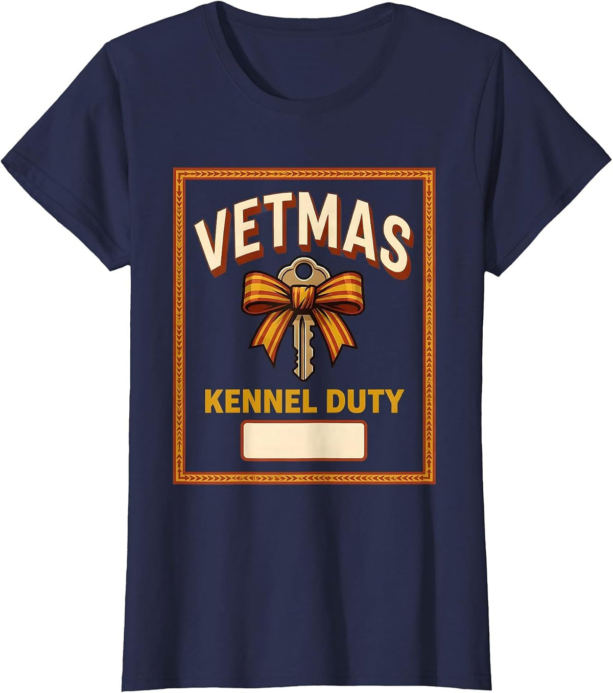 Women's Vetmas Kennel Duty Funny Vet Tech Christmas Veterinary Crew T-Shirt - Navy Blue