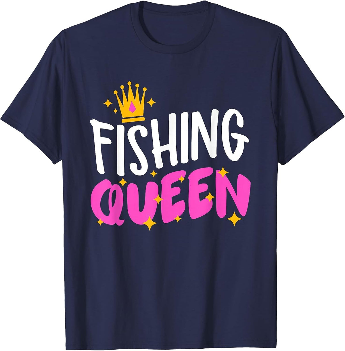 Fishing Queen Funny Fisherman Aquatic Enthusiast Women T-Shirt - Navy Blue