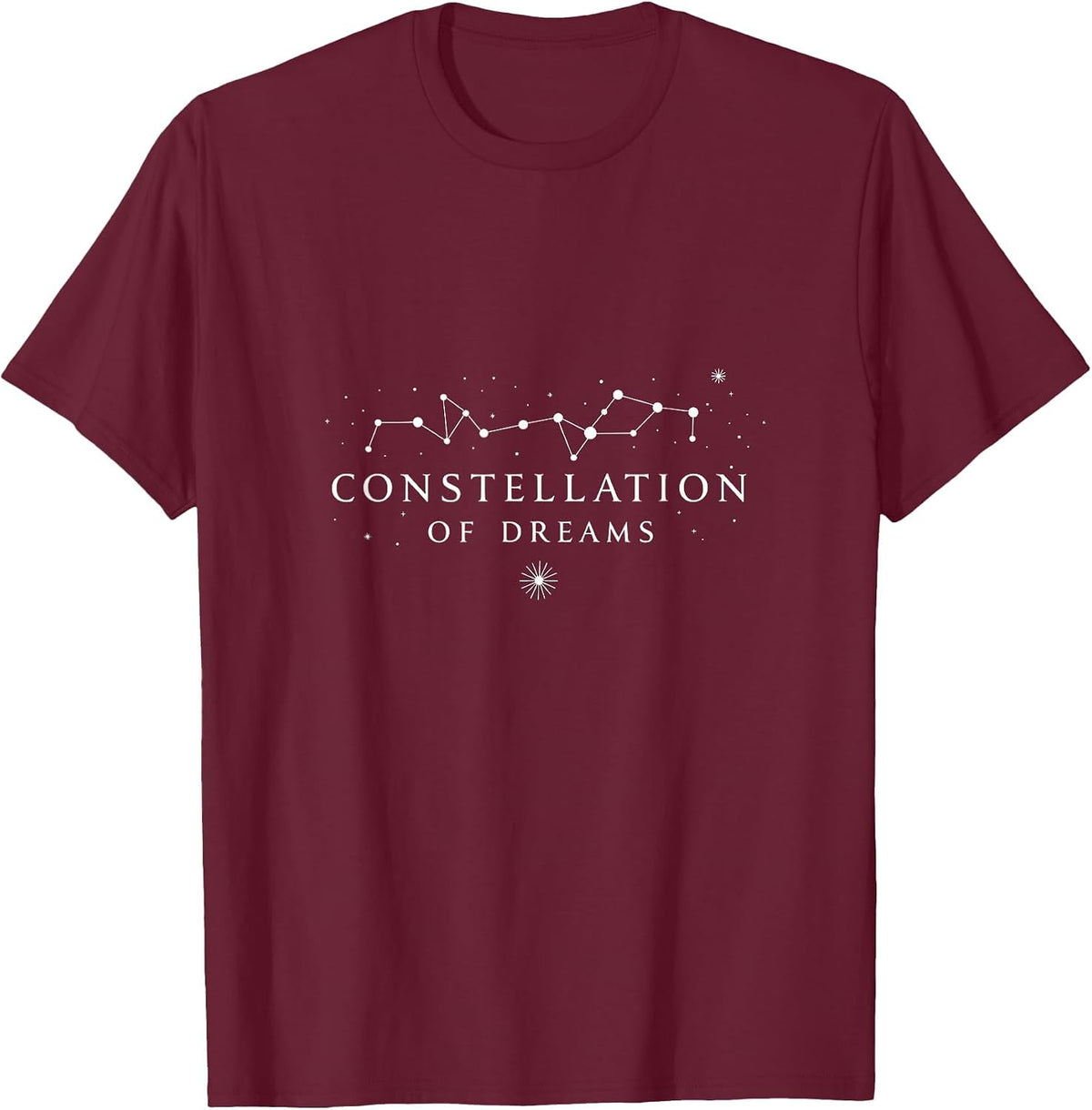 Constellation of Dreams Celestial Star Design T-Shirt - Burgundy