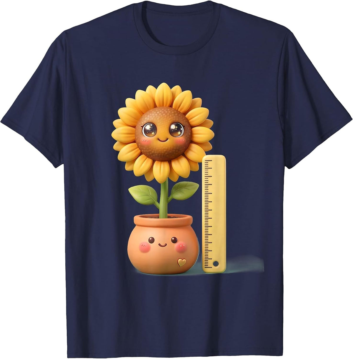 Men's Preschool Teacher Sunflower Growth Illustration T-Shirt - Navy Blue