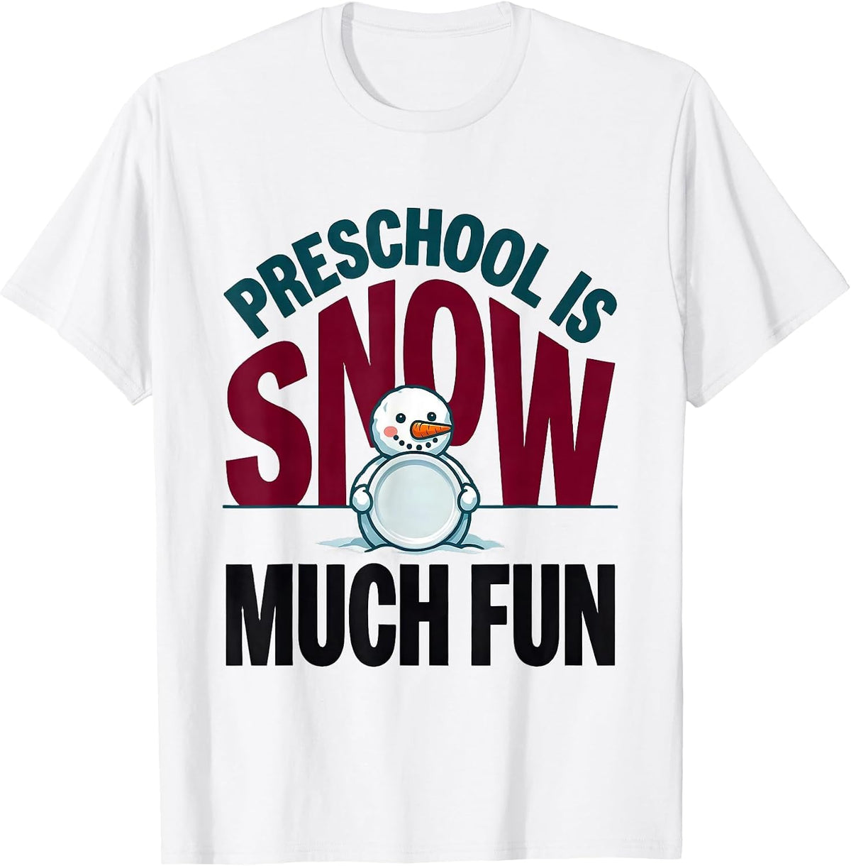 Men's Preschool Is Snow Much Fun Playful Christmas Teacher Pun T-Shirt - White