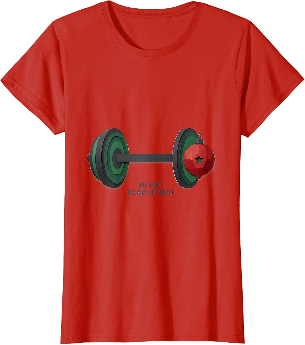 Merry Deadliftmas Funny Christmas Gym Weightlifting Workout T-Shirt - Red