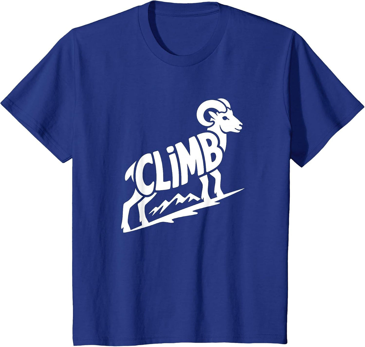 Climb - Rock Climbing & Bouldering Bighorn Ram Word Art T-Shirt - Royal Blue
