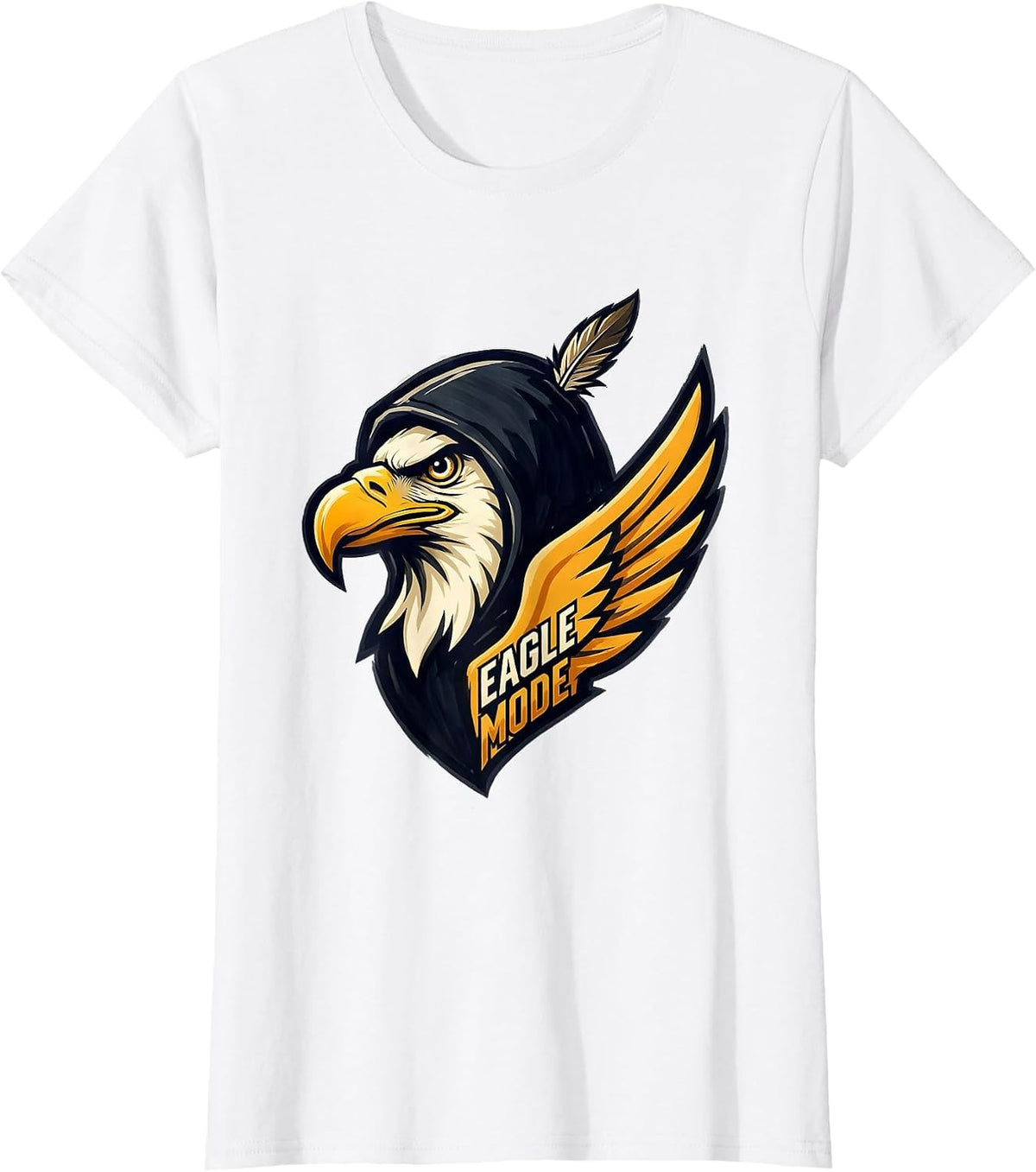 Women's Eagle Mode Playful Bald Eagle Mascot Fan Pride Family T-Shirt - White