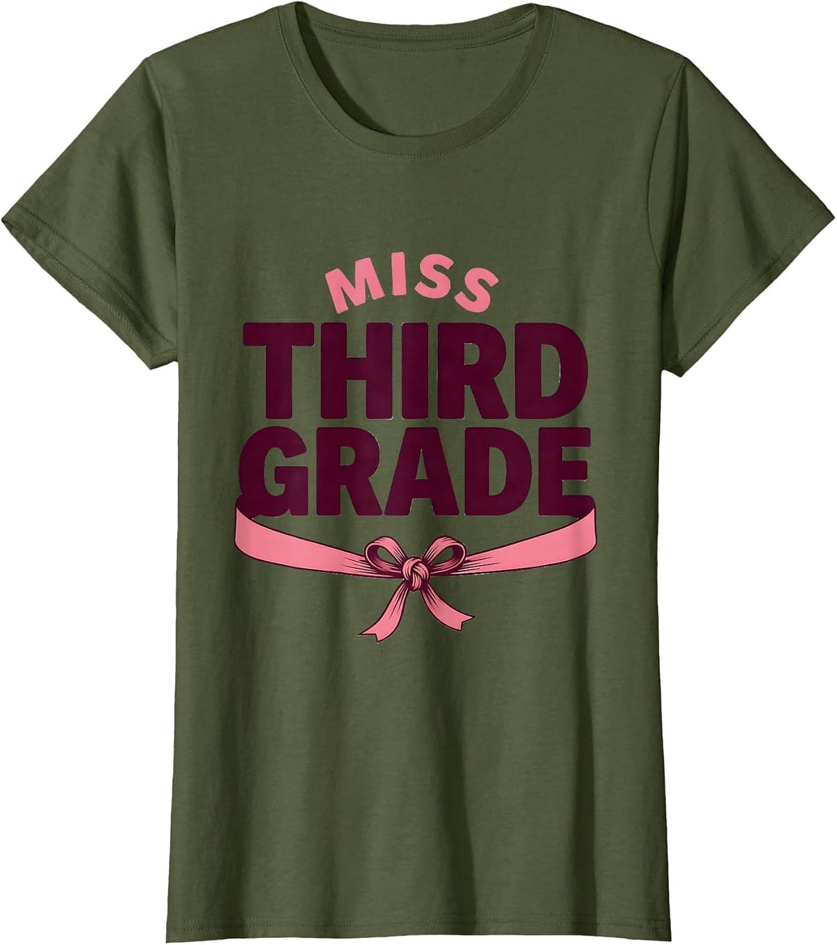 Women's Miss Third Grade Cute Coquette Back To School Girls Kids T-Shirt - Olive Green