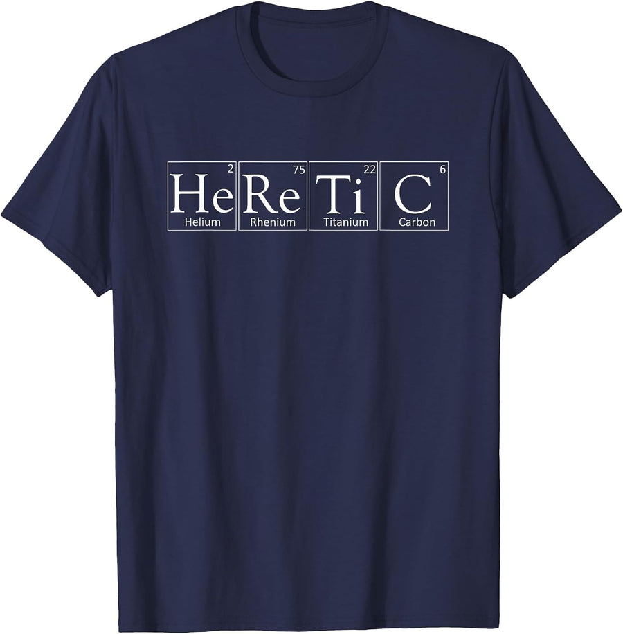 Heretic Chemistry Elements Science T-Shirt - Navy Blue