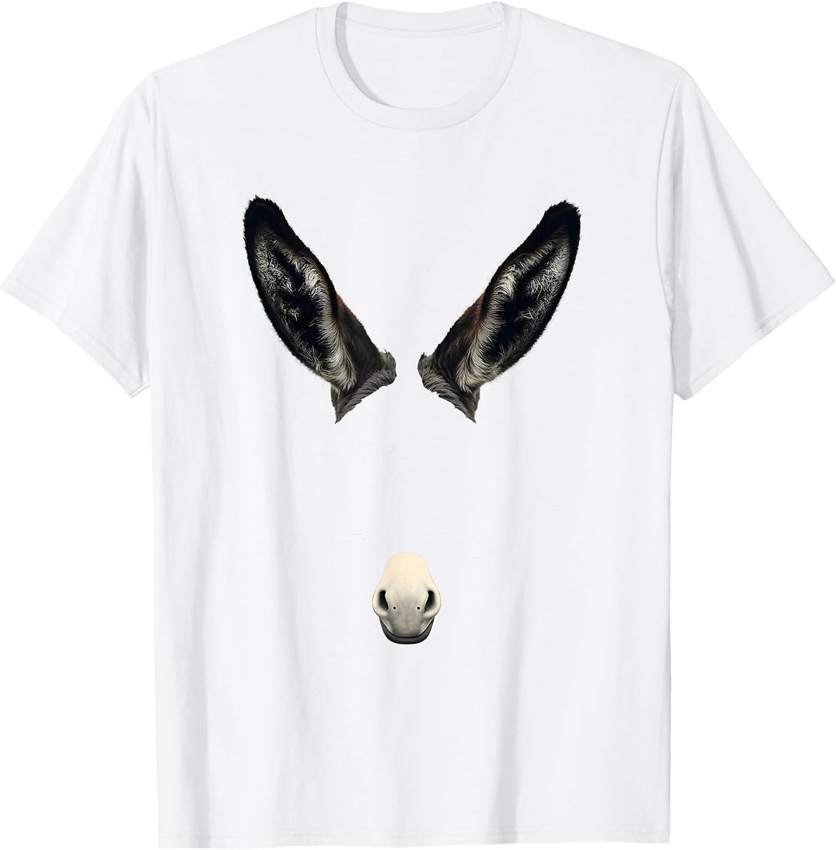 Men's Donkey Ears Funny Animal Lover Novelty Humor T-Shirt - White