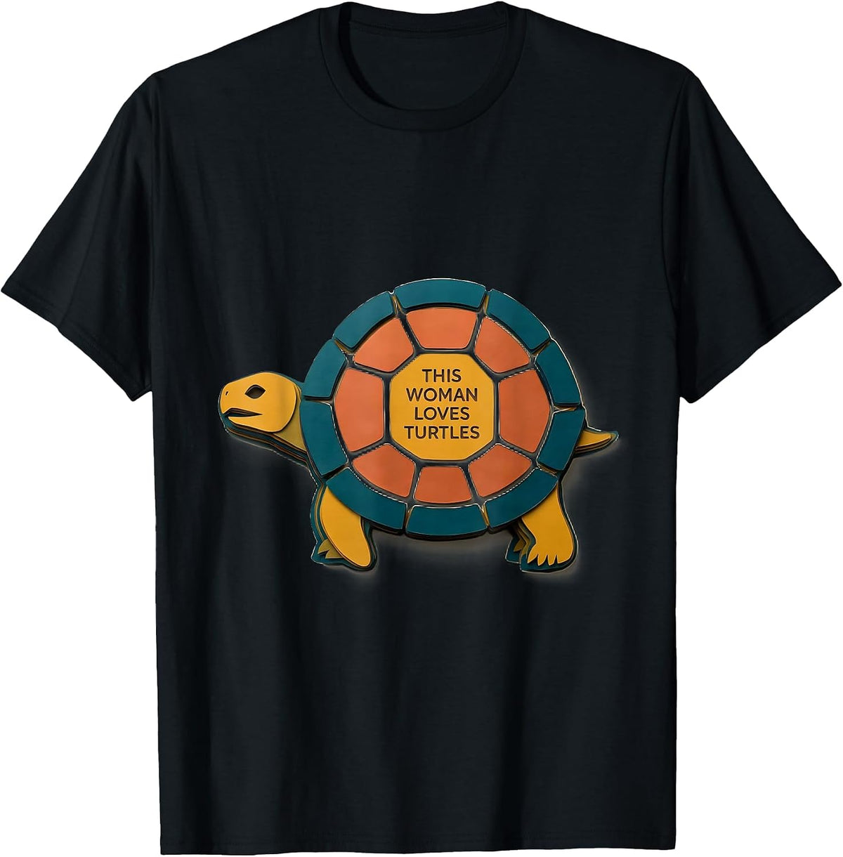 Men's This Woman Loves Turtles Cute Paper Cutout Turtle Lover Gift T-Shirt - Black