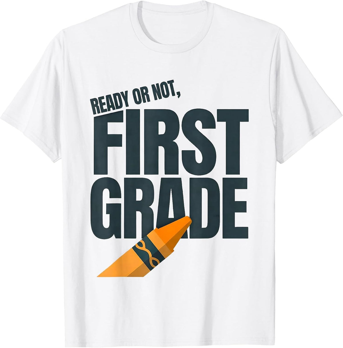 Men's Ready Or Not, First Grade Editorial Conceptual Back T-Shirt - White
