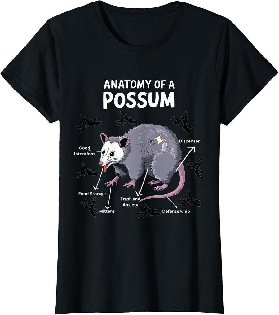 Anatomy of A Possum Opossums Trash Animal Possum Opossums T-Shirt - Black