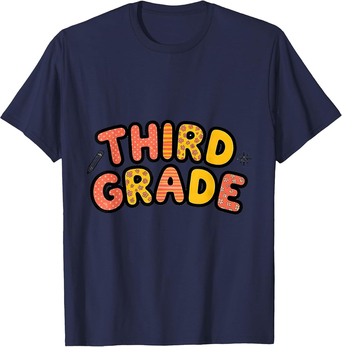Men's Third Grade Playful Back To School Teacher Student First Day T-Shirt - Navy Blue